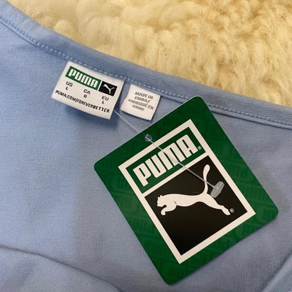 NWT PUMA WOMEN Classics Asymmetric Bandeau Crop Top in forever Blue Athleisure - Picture 10 of 14